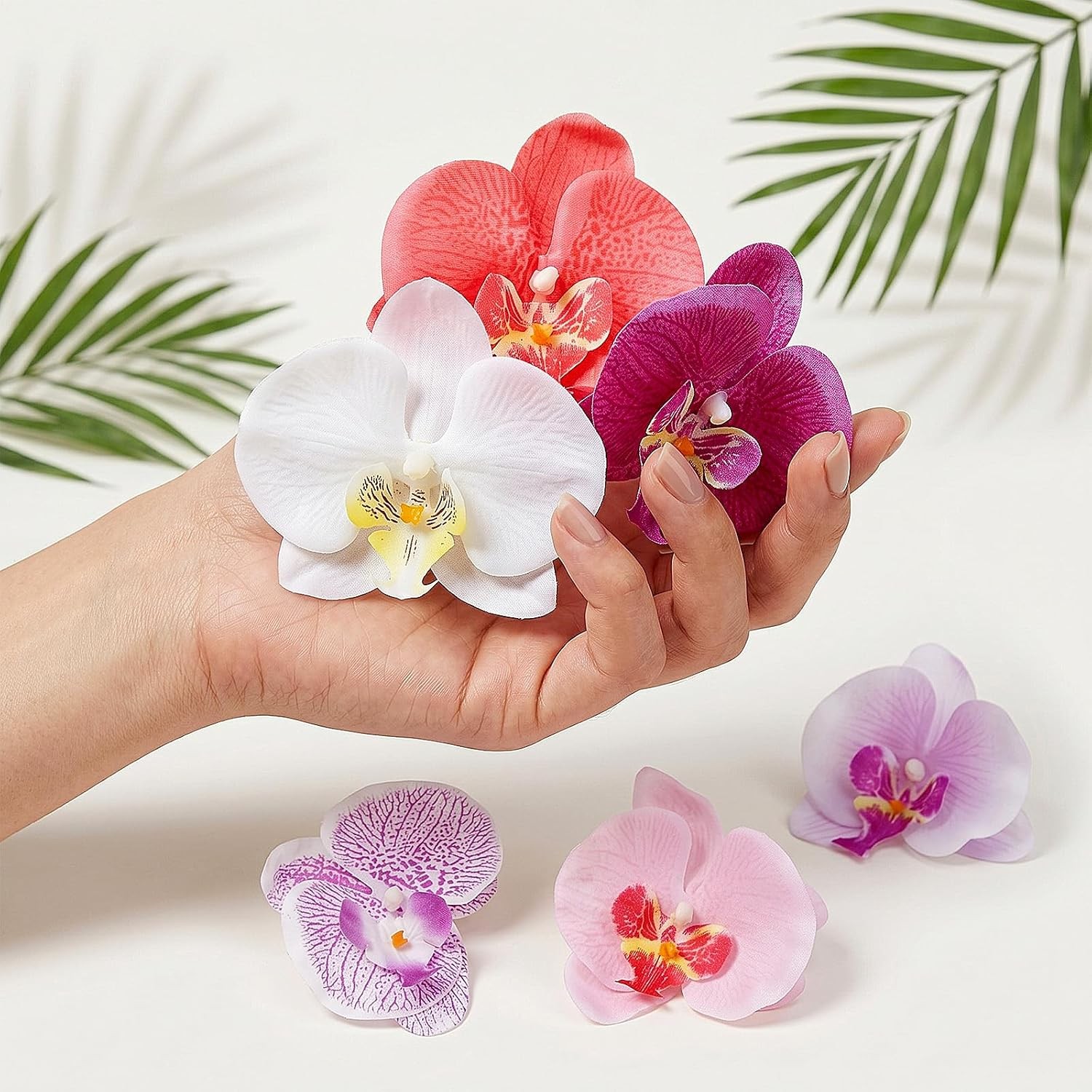 24PCS Artificial Orchid Flower Heads Silk Phalaenopsis DIY Wedding Craft Decor S