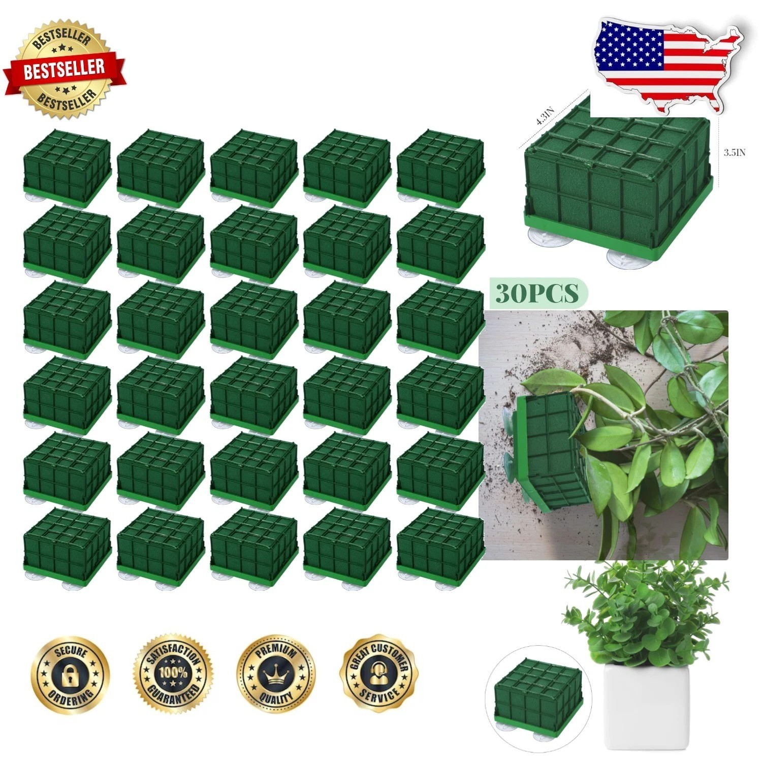 Durable 16pc Floral Foam Cages – Modern Square Metal, 4.3″ for Fresh Flowers