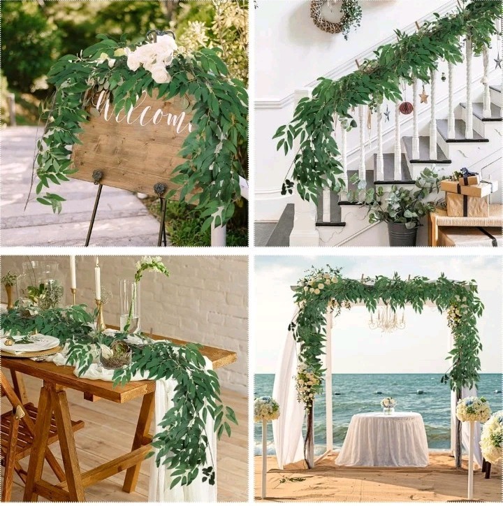 RECUTMS Artificial Willow Leaves Vine Twigs 2Pcs 5.9Ft Fake Hanging Ivy…