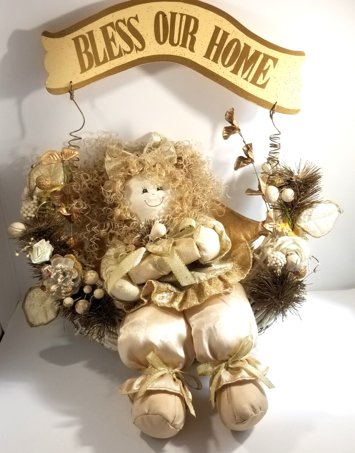 Bless Our Home Cute Angel Half Wreath
