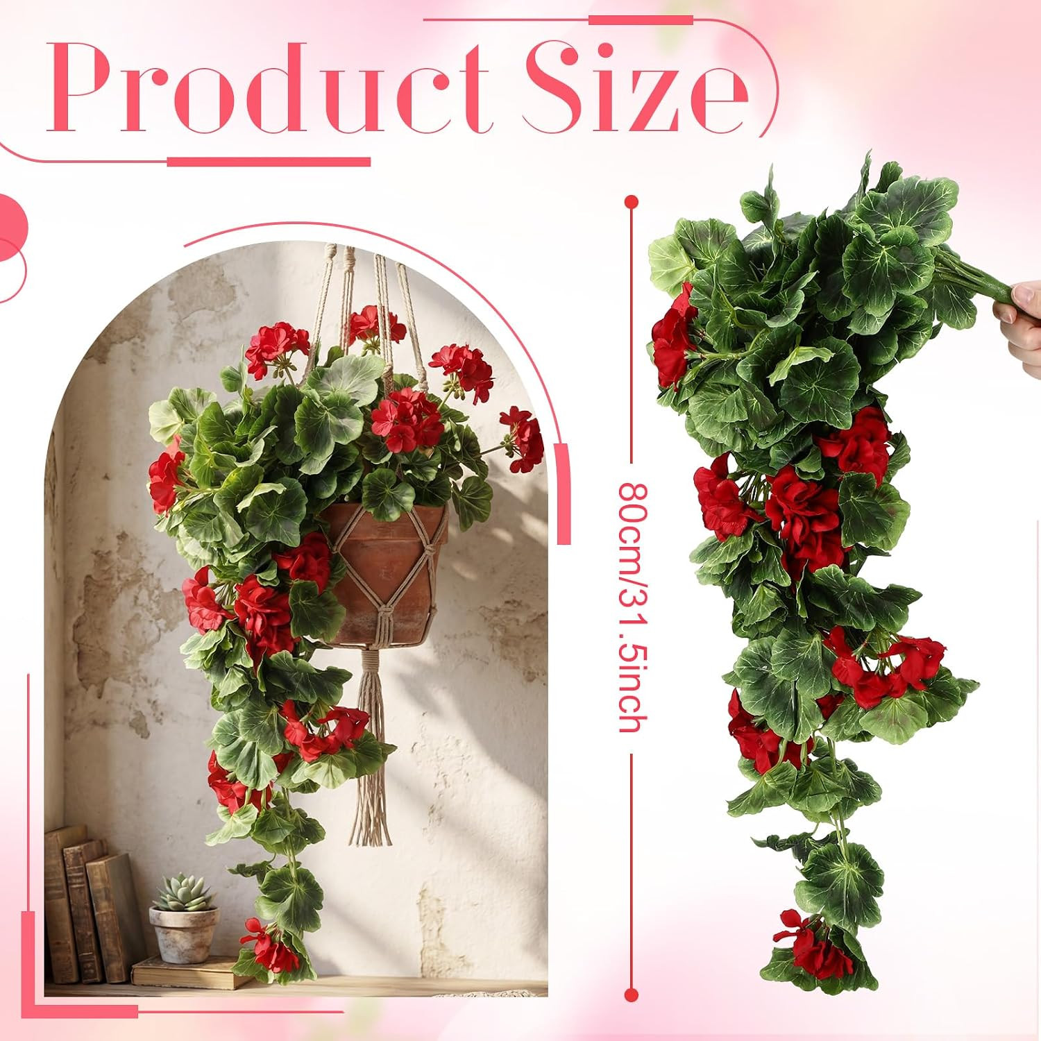 4 Pack Red Artificial Geraniums for Home, Garden, Wedding & Patio Decor
