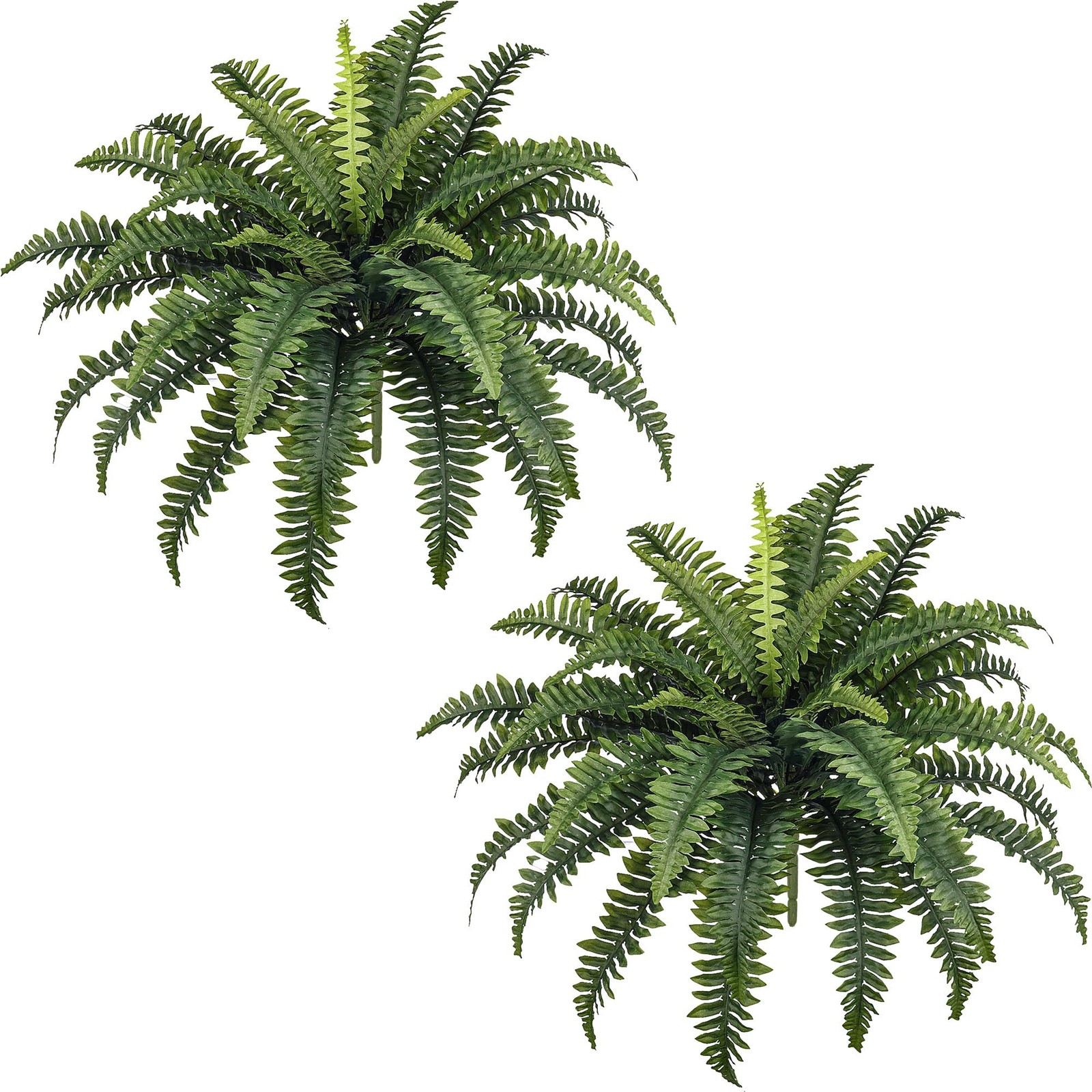 35″ Artificial Fern Bush, 2 Pack Boston Ferns, 39 Fronds, Outdoor Home Decor