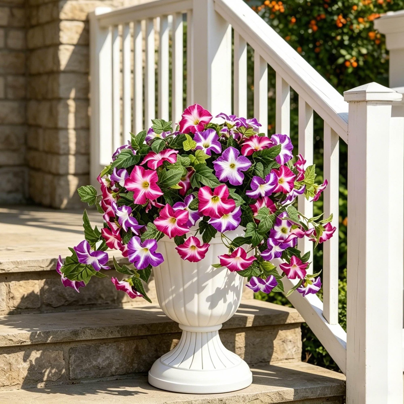 2 Pcs Artificial Handing Petunia Flowers for Outdoors, Artificial Fake Flower…
