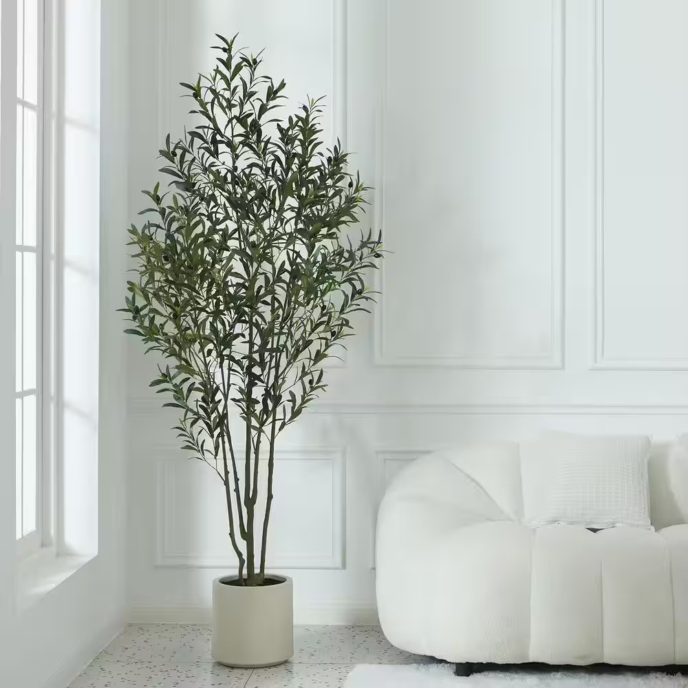 7Ft.Artificial Olive Tree Indoor/Outdoor- Faux Plant Uv-Resistant ,Dense Foli…