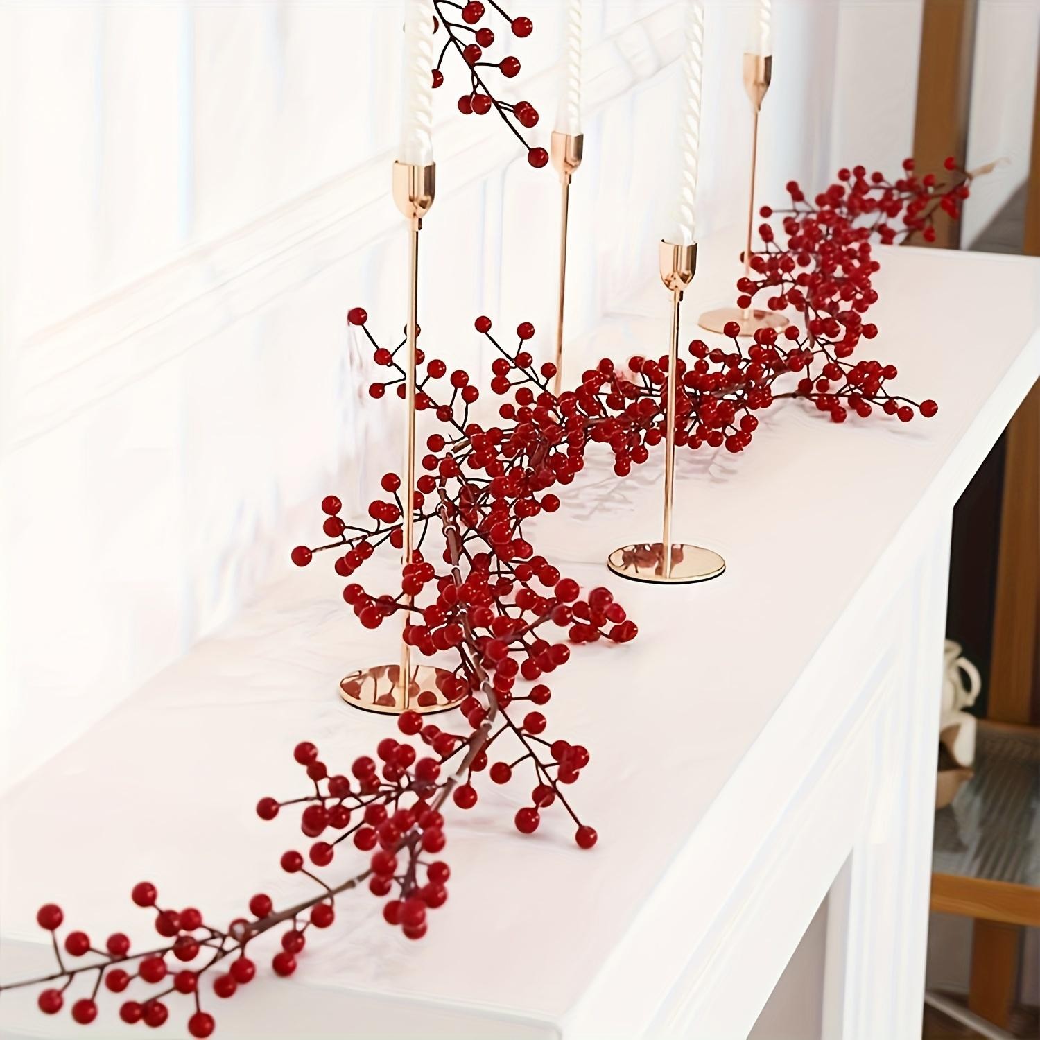 1pc 190cm Artificial Cranberry Vine, Christmas Dining Table New Year Engagement