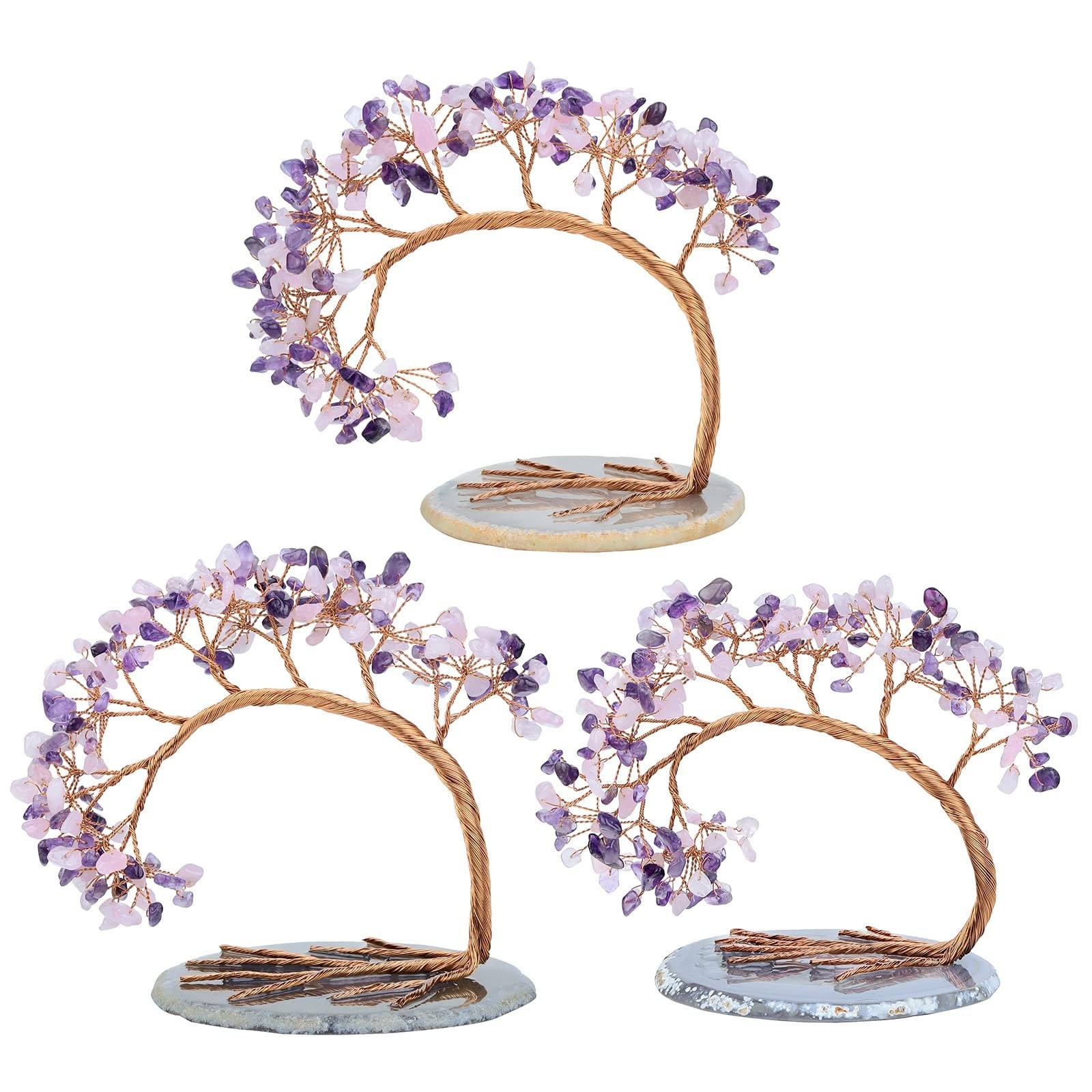 Healing Amethyst & Rose Quartz Money Tree, Handmade Fengnshui Crystal Bonsai …