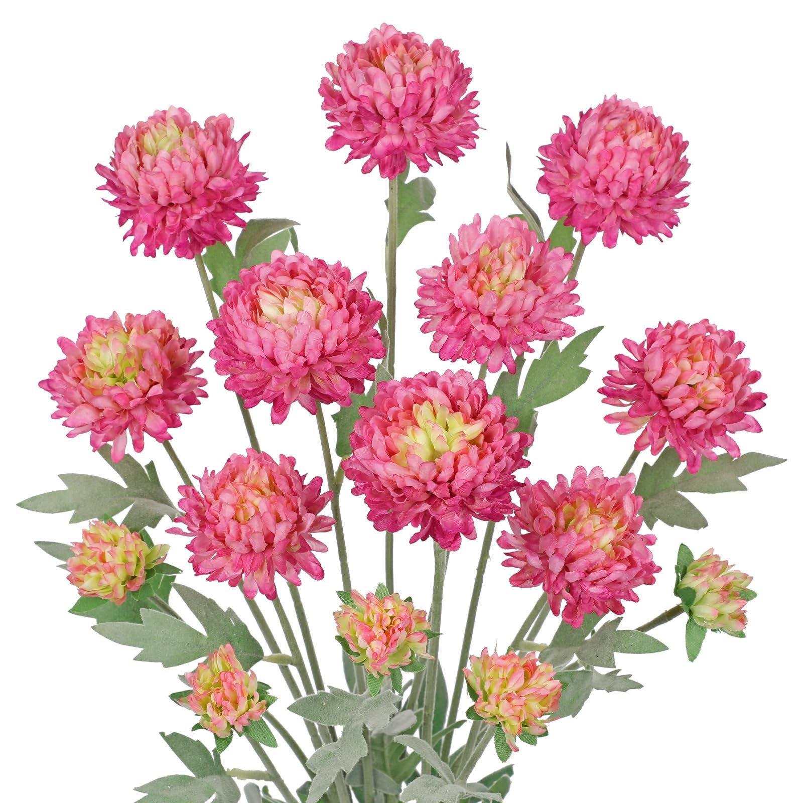 5PCS Artificial Chrysanthemum Flowers – 27.5” Tall Faux Mums Floral Stems Pi…