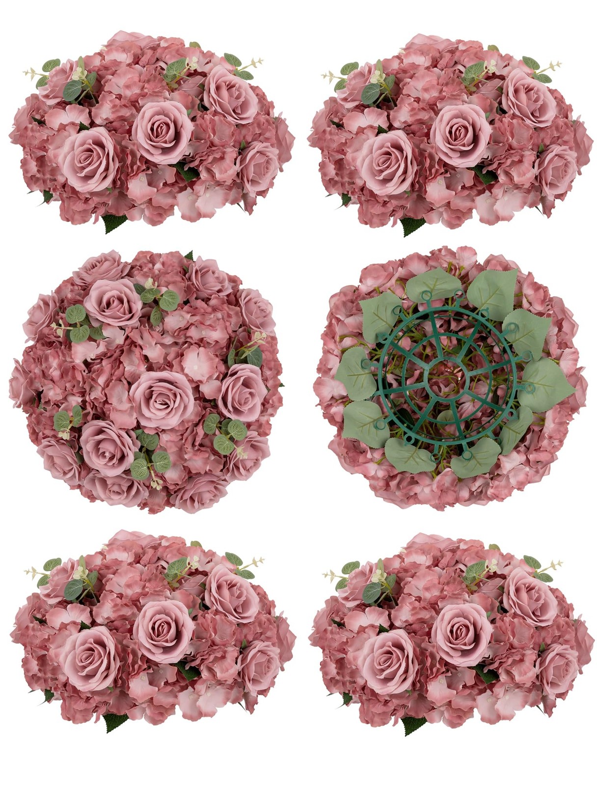 Artificial Flower Balls Wedding Centerpieces 6 Pcs 15.7″ Large Dusty Pink Fak…