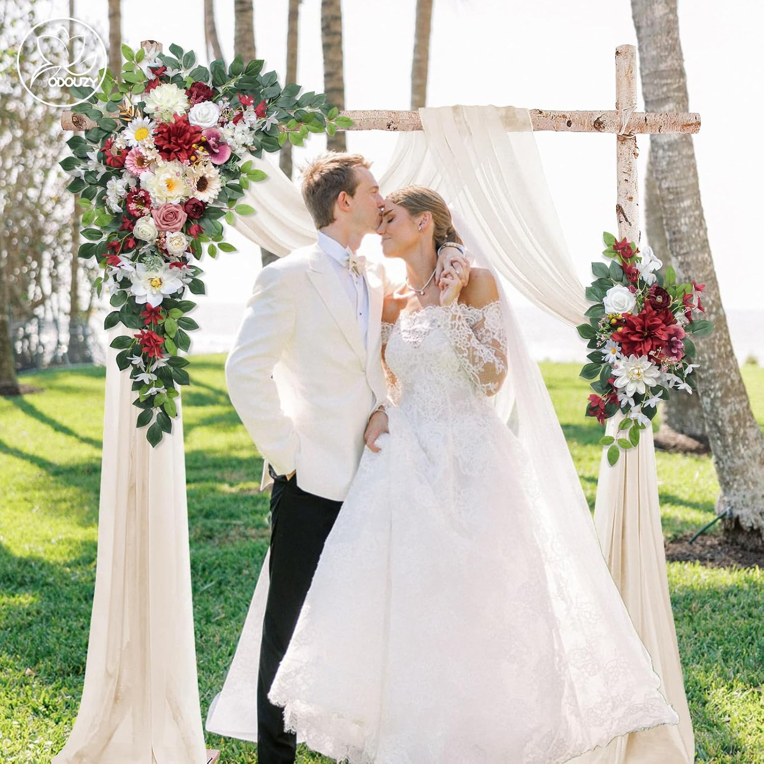 Wedding Arch Flowers Kit,Artificial Flower Arch Decor (Set of 3),2Pcs Artificial
