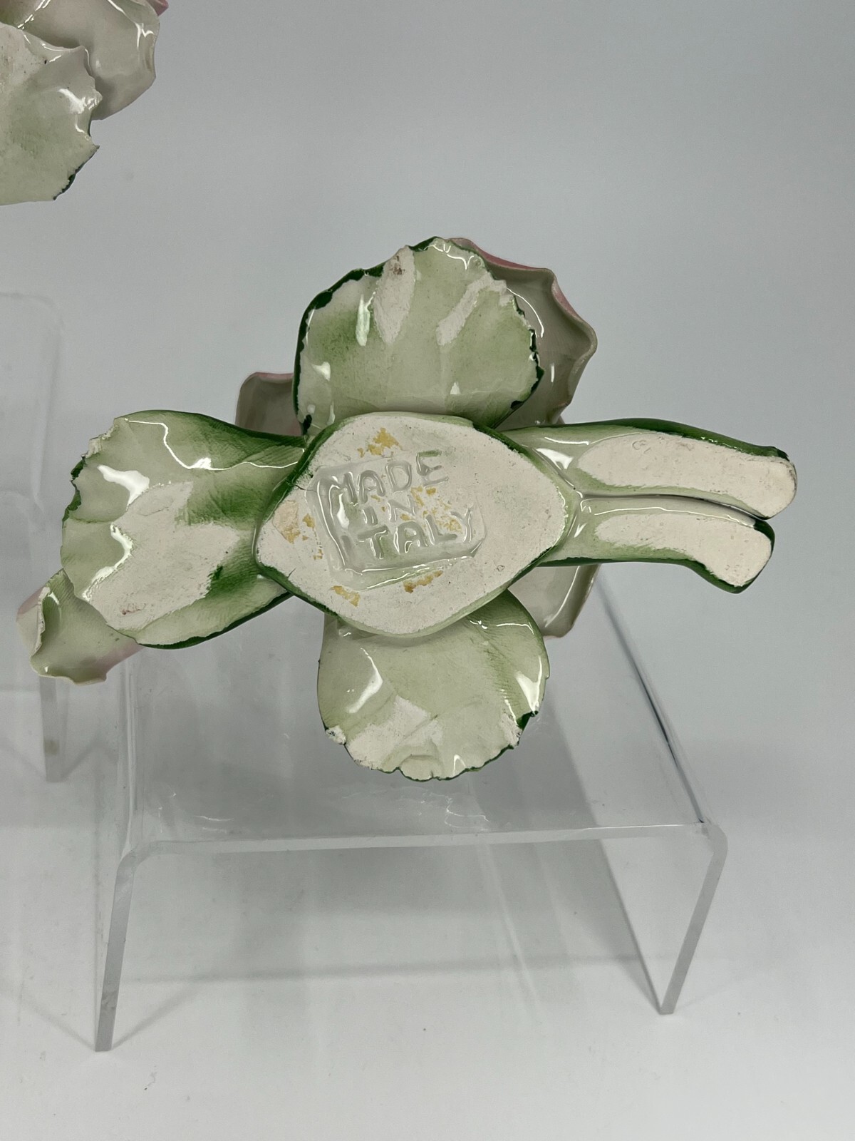 Vintage Pair of Italian Porcelain Rose Floral Flowers Napoleon Capodimonte Style