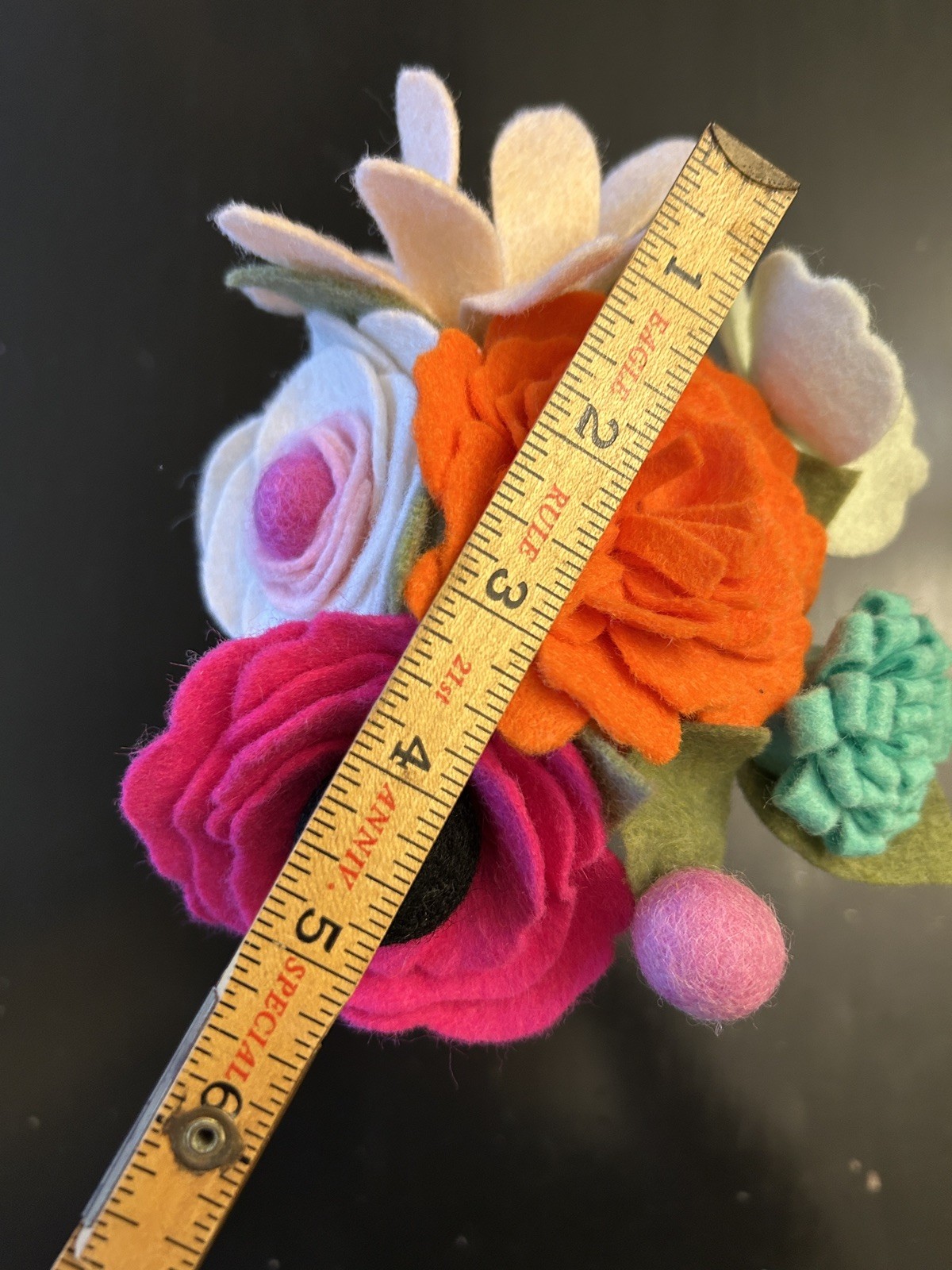 Beautiful Hand Cut Wool Blend Felt Flower Bouquet Spring Bright Colors