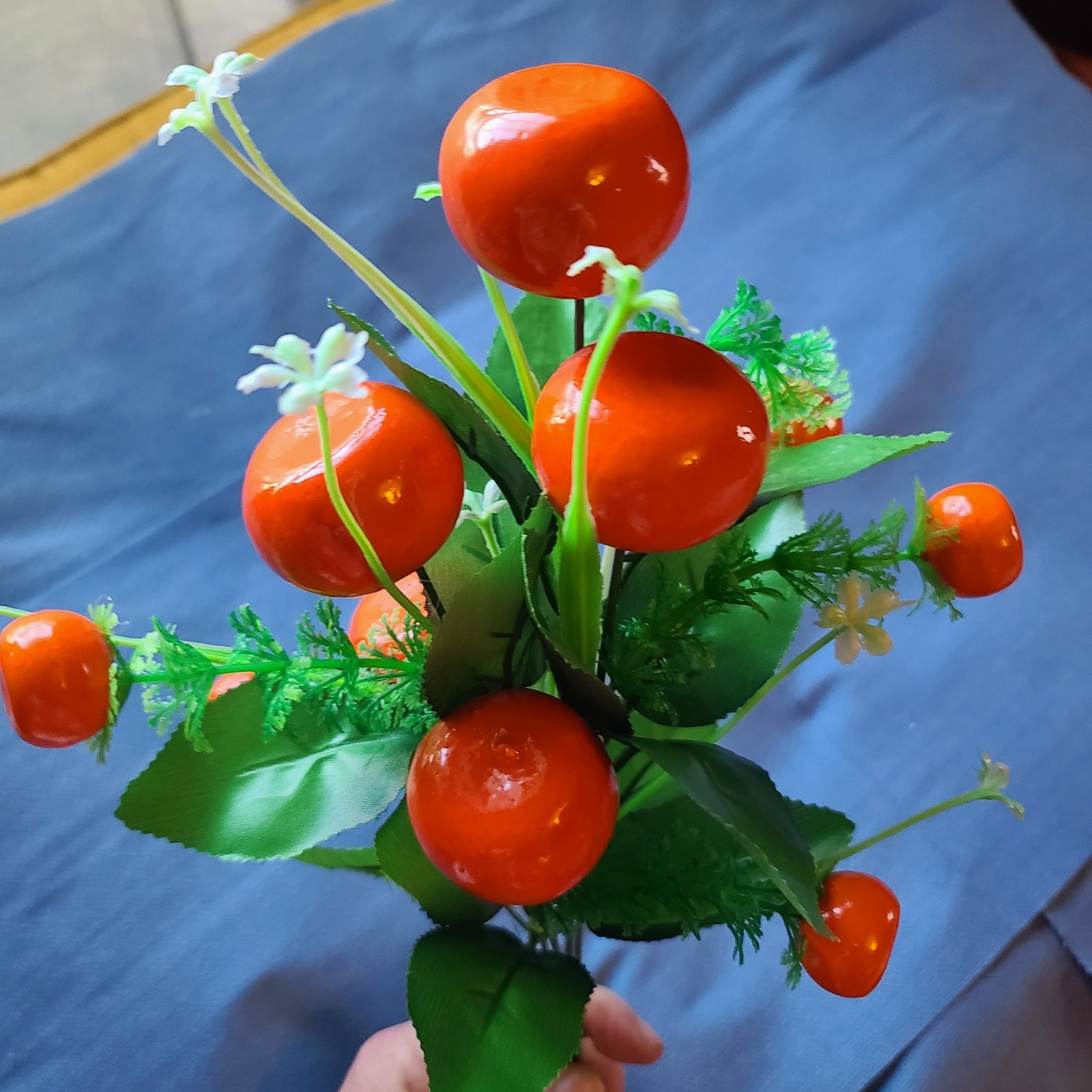NOS Artificial Bunch Orange Fruit Decor Artificial Vase Bright 16″ Tall
