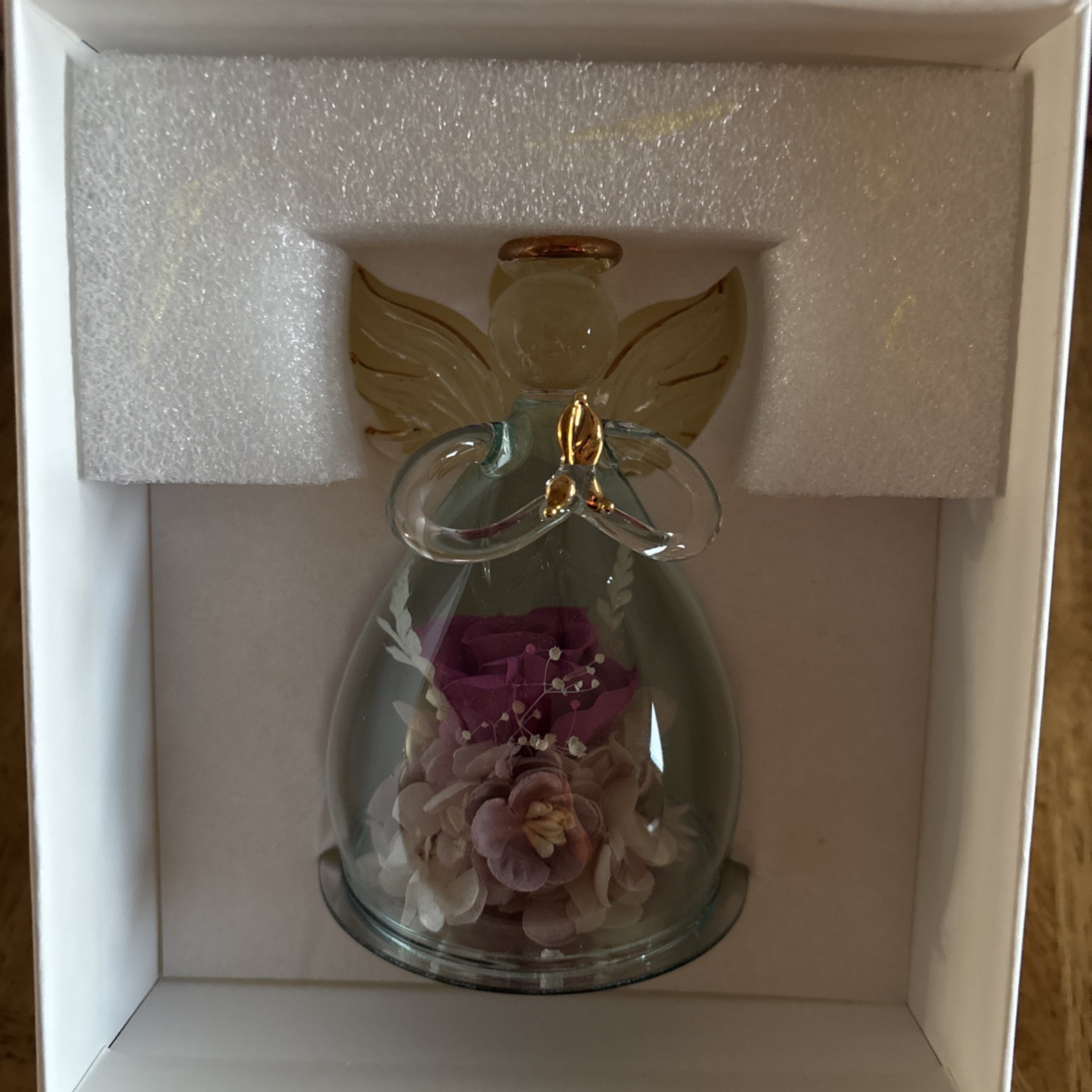 Beautiful Angel Pink Rose Figurine by ANLUNOB. The Only Eternal Rose.