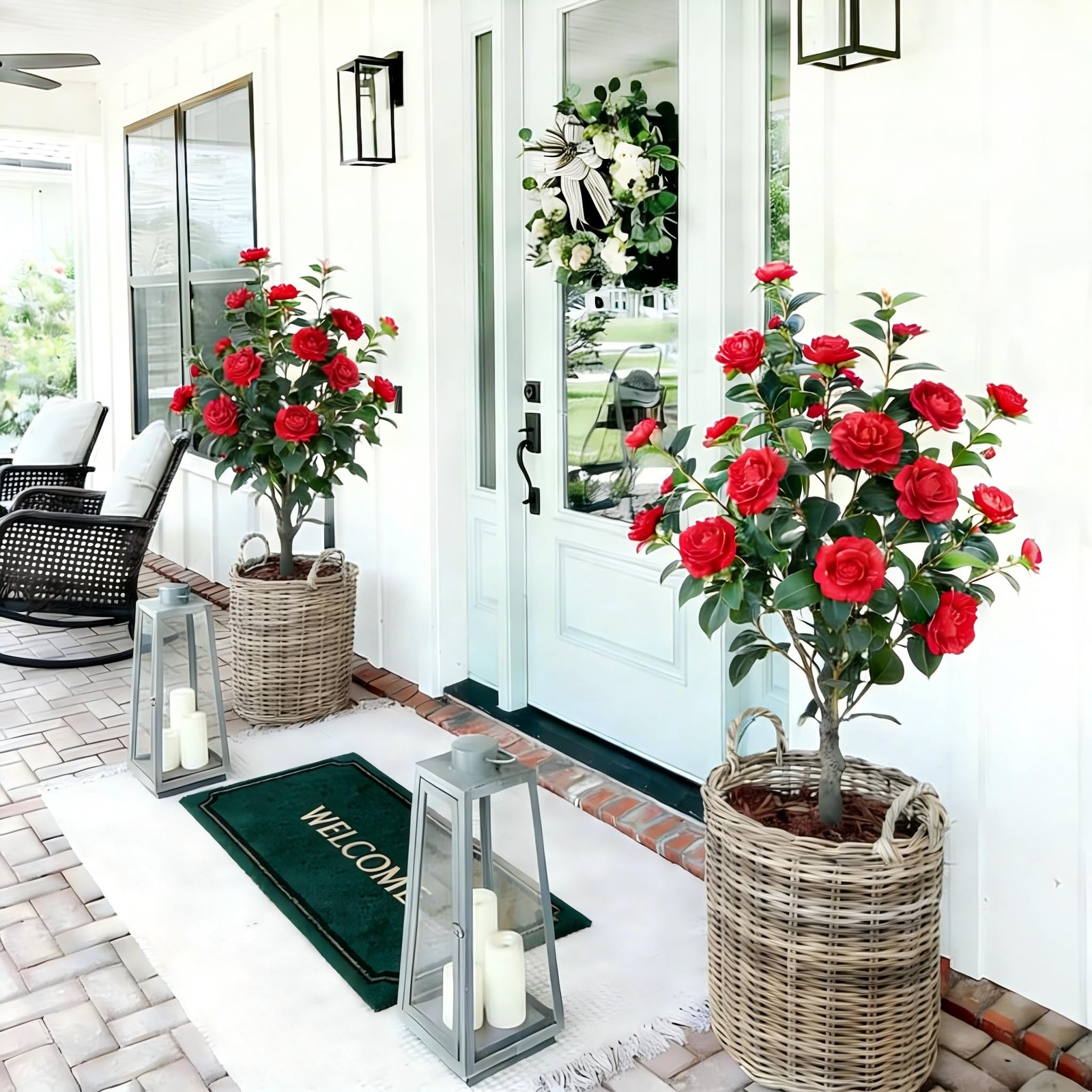 Artificial Camellia Tree 2 Pack, 3FT Faux Camellia Plant in Pot, 36 inch Fake…