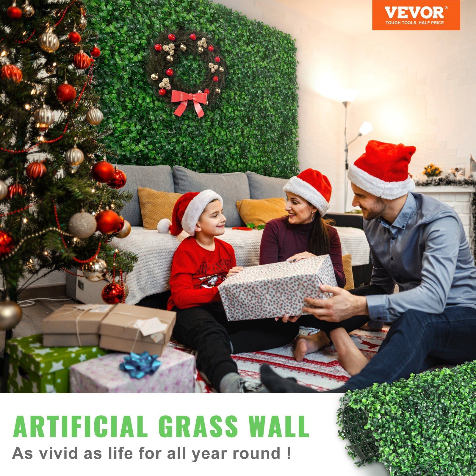 24-Pack 20x20in Artificial Boxwood Panels – 4cm PE Green Wall Hedge