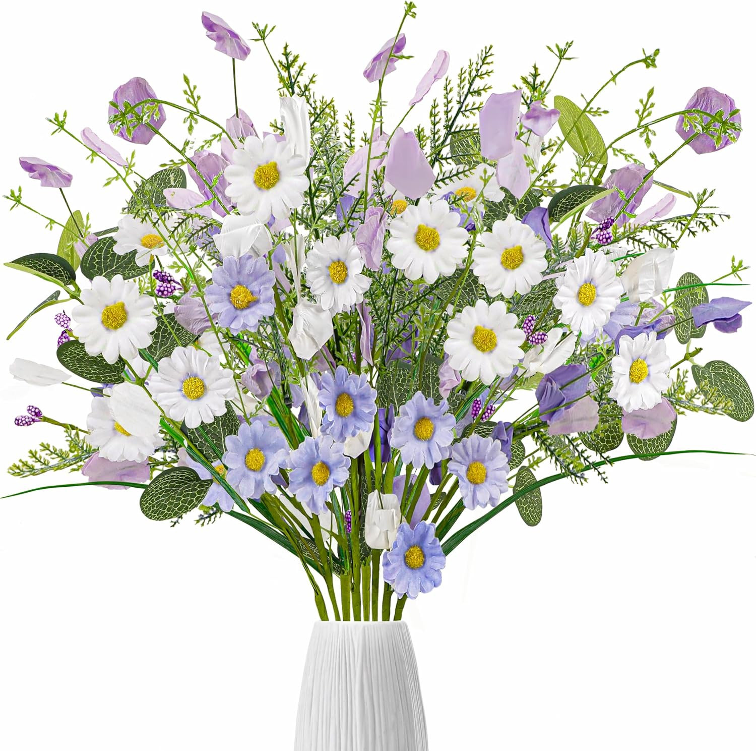 8 Bundles Artificial Wildflower Bouquet Faux Silk Flowers Home Table Decor