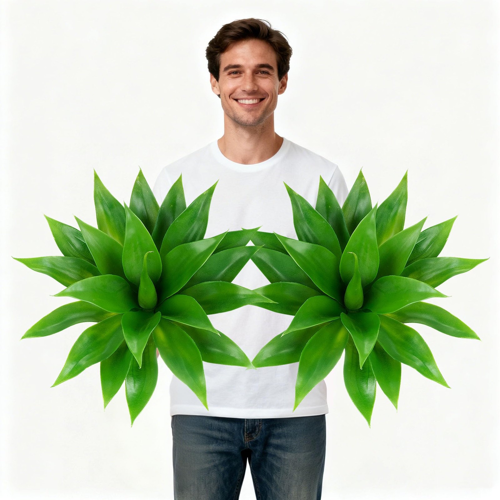 New Best Artificial Agave Faux Fake Greenery 18In Outdoor Plant for Indoor Home