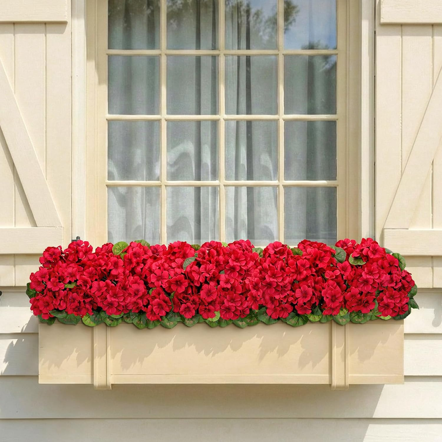 Artificial Geranium Flowers for Outdoor Decoration, UV Resistant Plastic Faux Pl