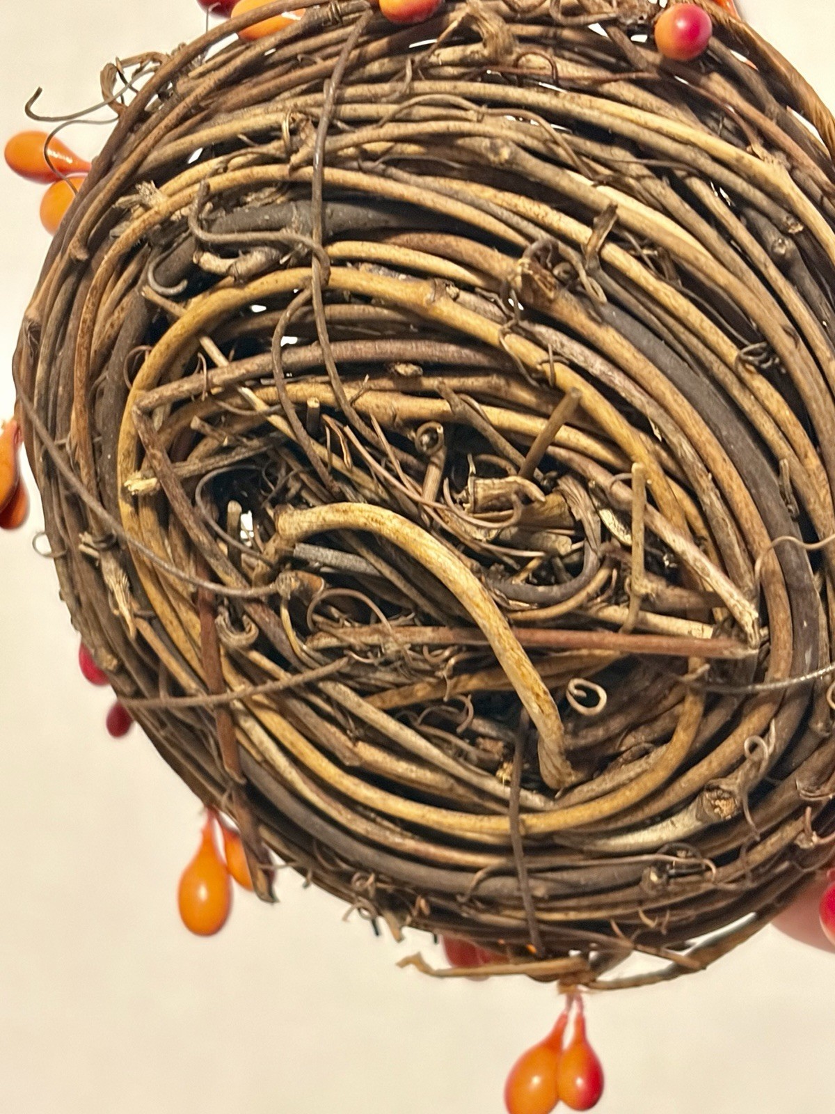twig bird nest basket featuring faux eggs, , and moss Easter Decor Eggs Nest Vtg