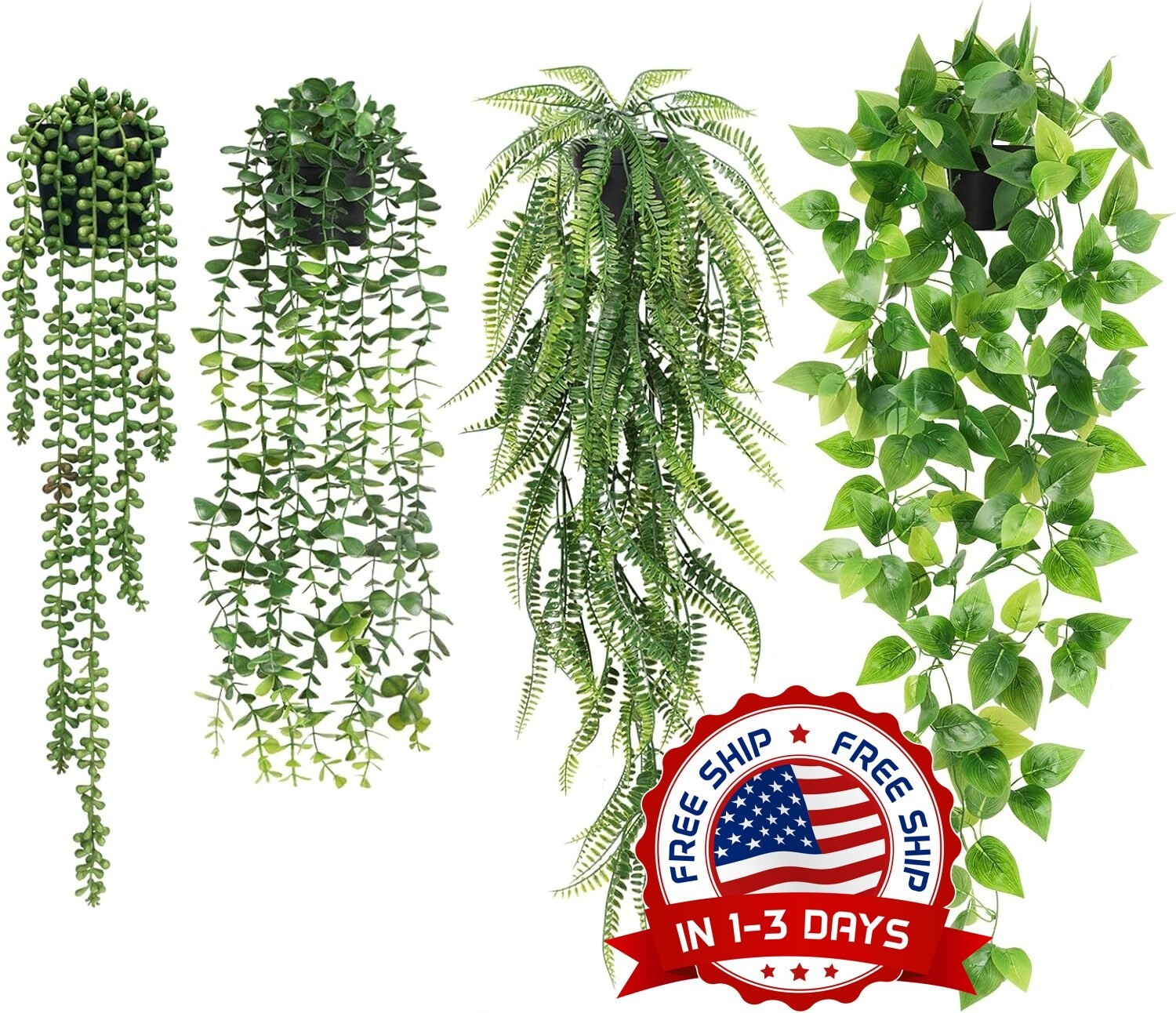 4 Plantas Colgantes Artificiales De Hiedra Falsa Para Decoración De Pared Hogar