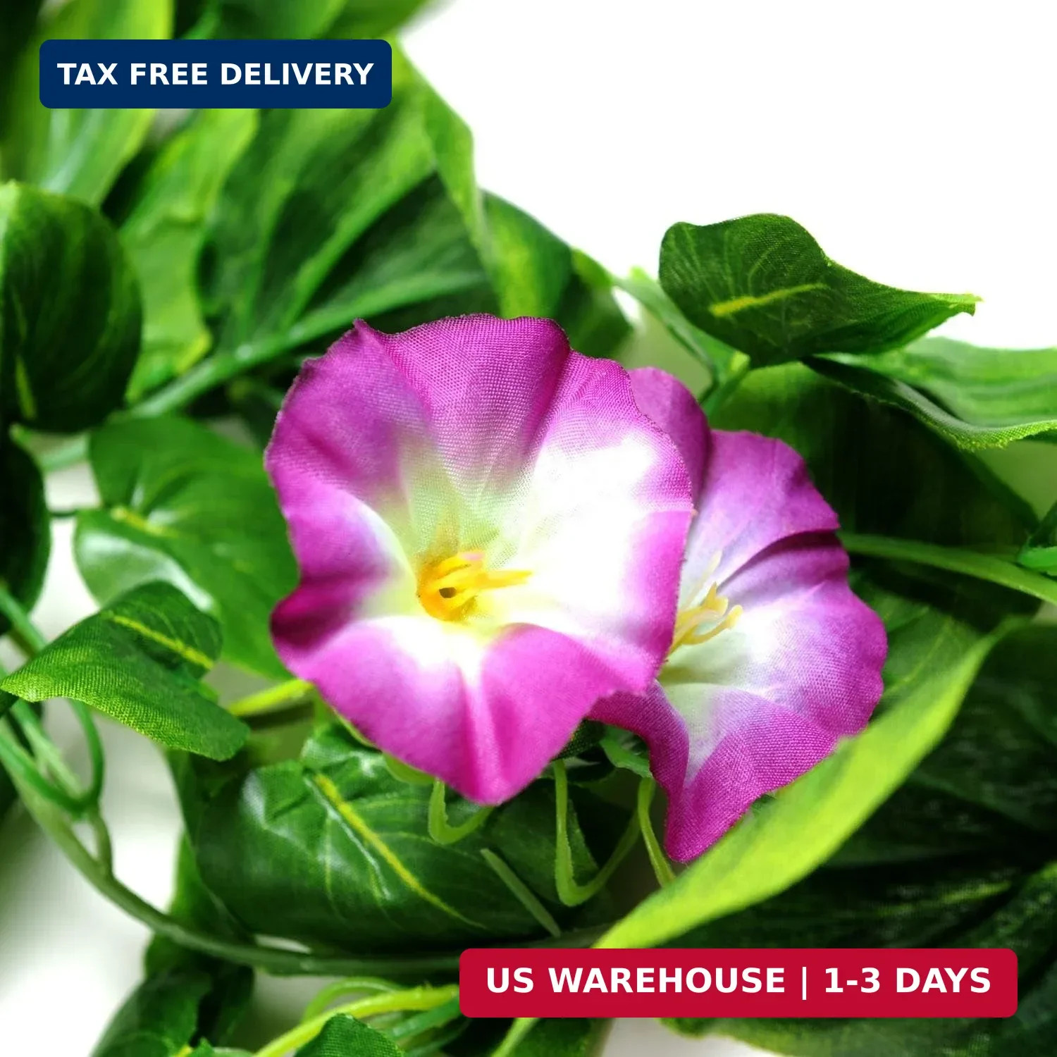 AirSun Artificial Morning Glory Flower Vines, 2pcs 15Feet Hanging Plants Silk Ga