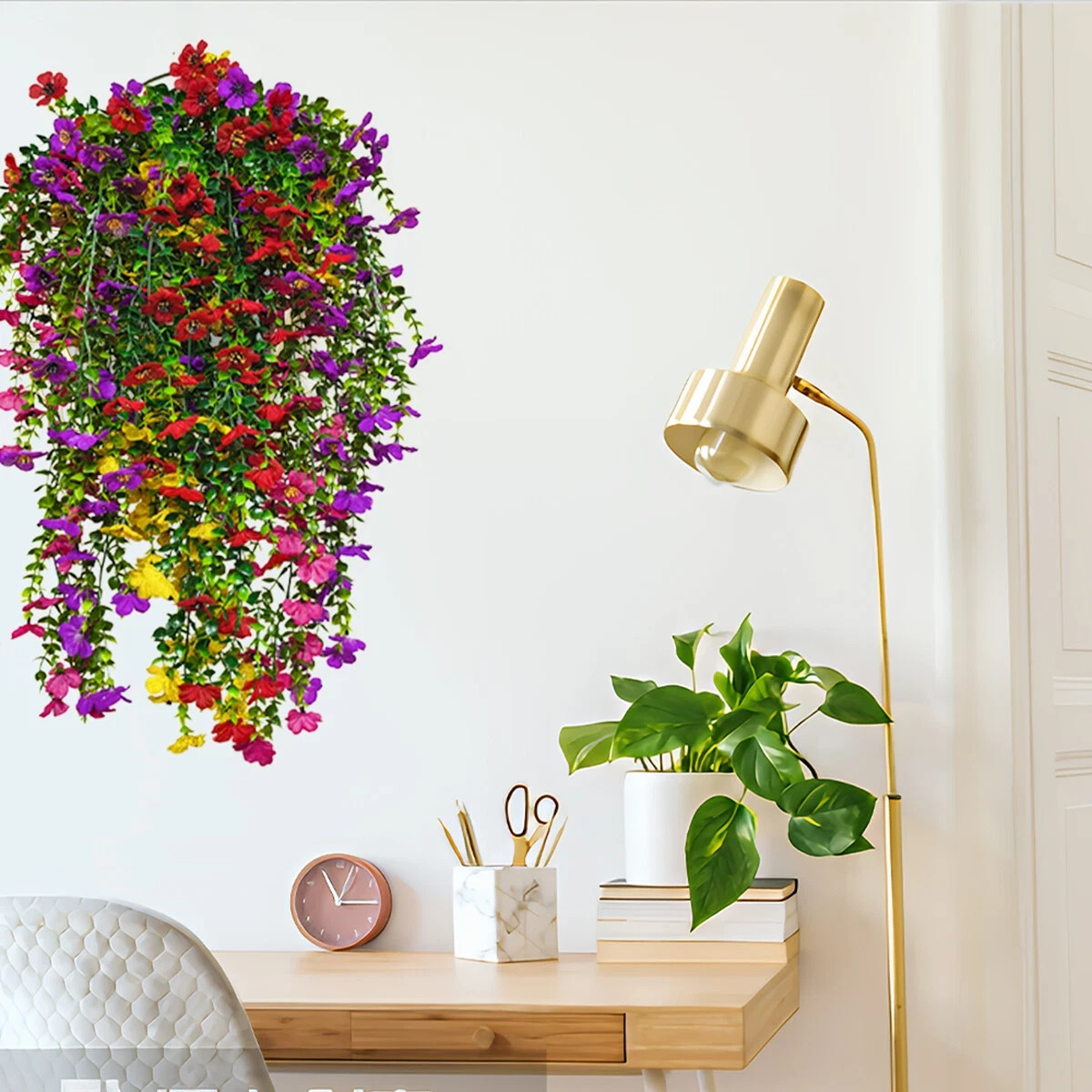 4 Pcs Artificial Hanging Flowers UV Resistant Outdoor Garden Silk Plants