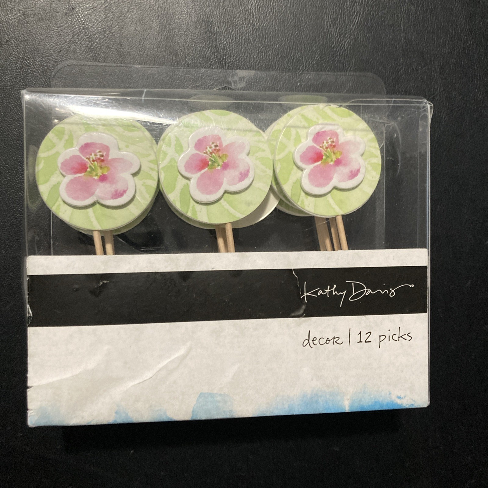 Set Of 12 Kathy Davis Flower Decor Cupcake Picks Birthday Decor 3.5 X 2″ New