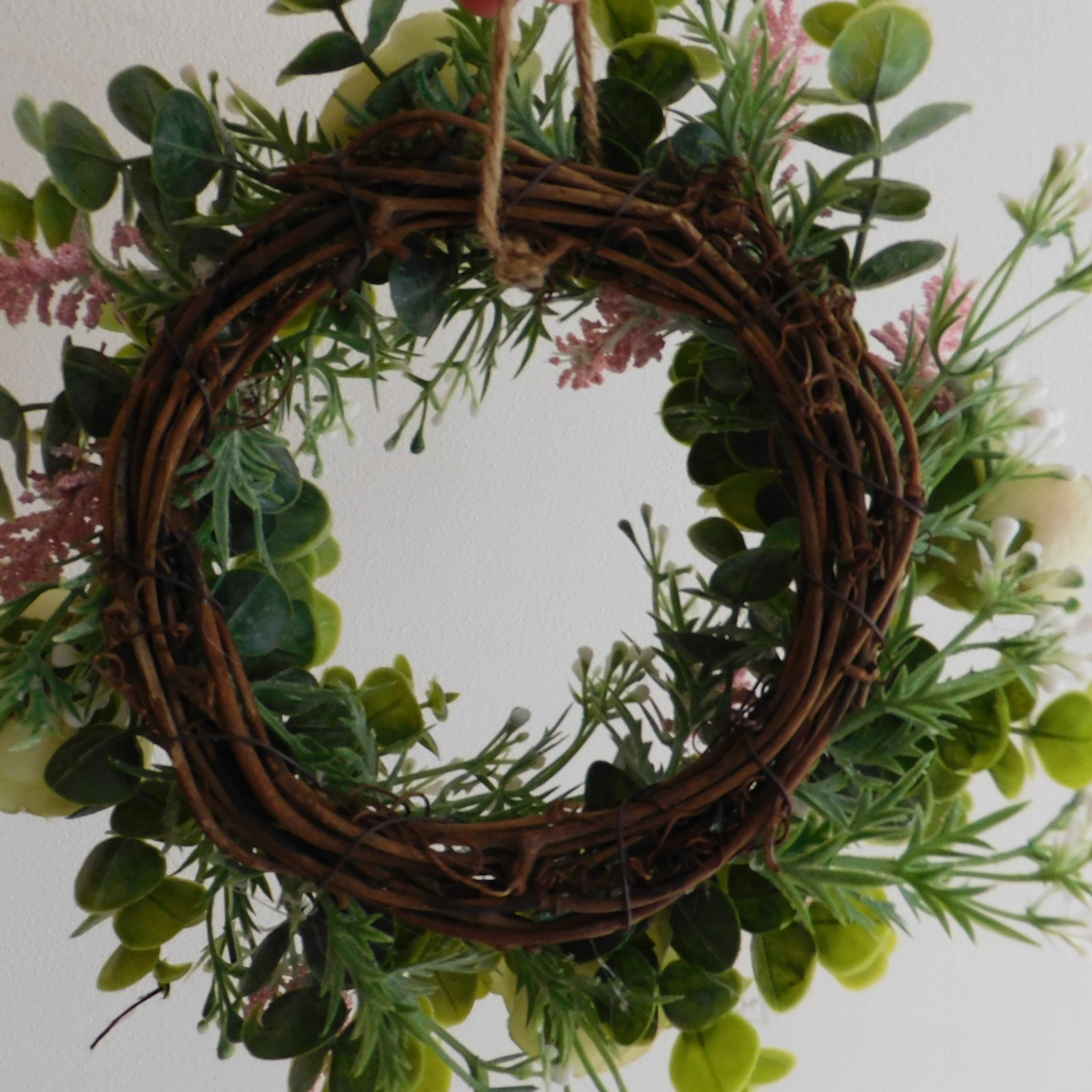 Dusty Miller Mini Wreath, Eucalyptus, Yellow Flowers, Candle Ring