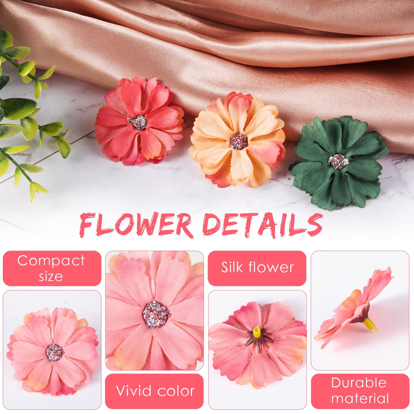 120 PCS Bulk Mini Silk Flower Heads Multicolor Artificial Fake Craft Wedding