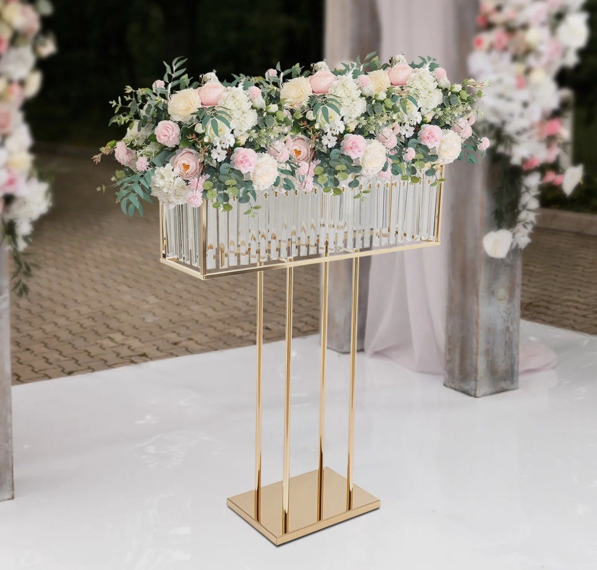 Flower Stand Iron Crystal Centerpieces on Floor Tall 70*90cm Flower Arrangement