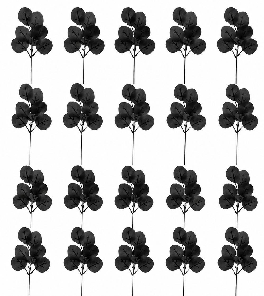 20 Black Dollar Eucalyptus Stems 12 Inch Faux Eucalyptus Picks Gothic Wedding De