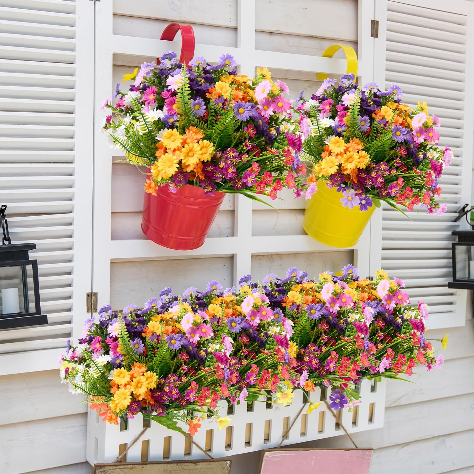 156 Pcs UV Resistant Artificial Flowers for Outdoor Garden Decor