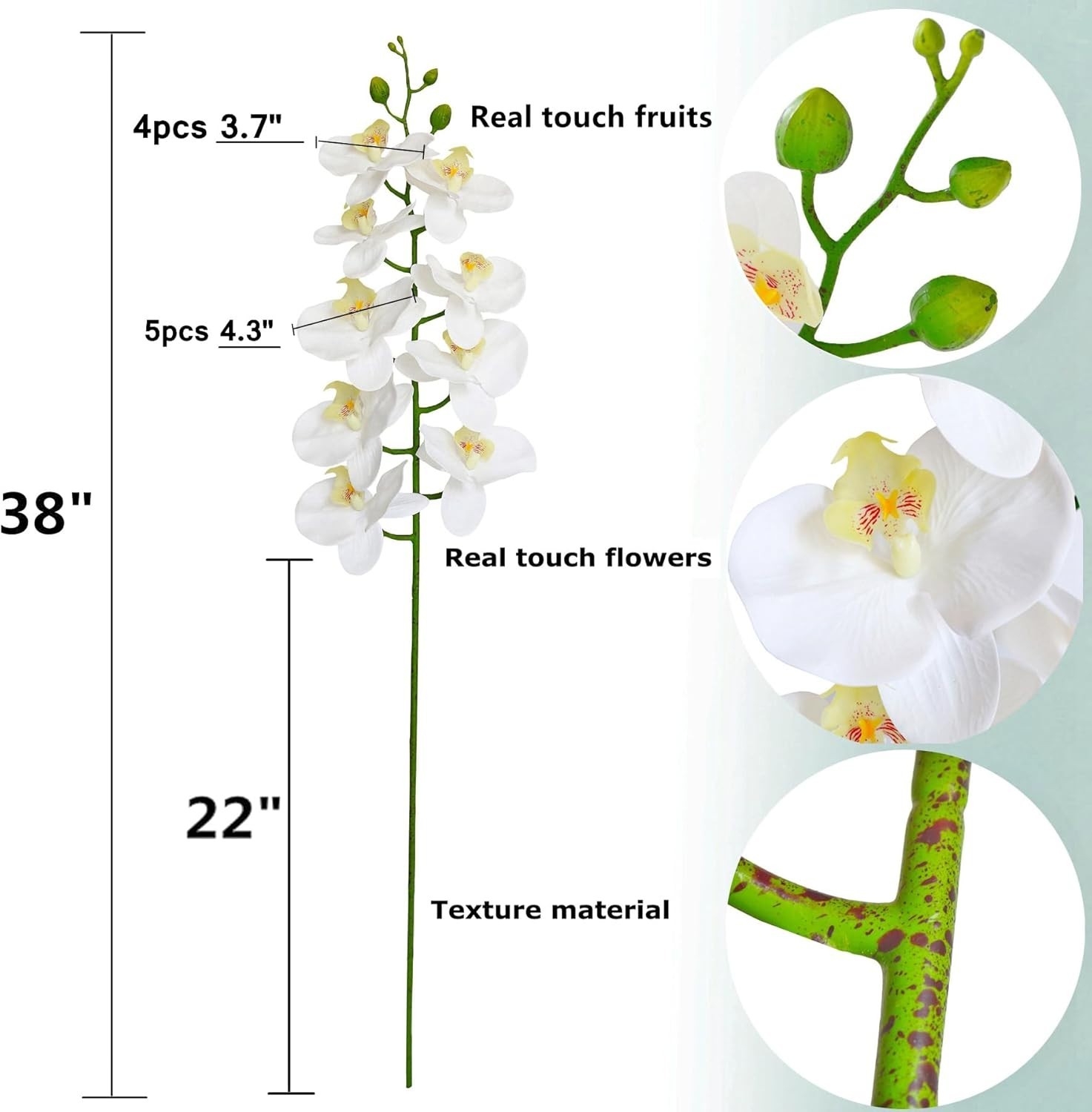 Artificial Phalaenopsis Orchid Flowers 38 Inches White Pack of 2 Home Office …