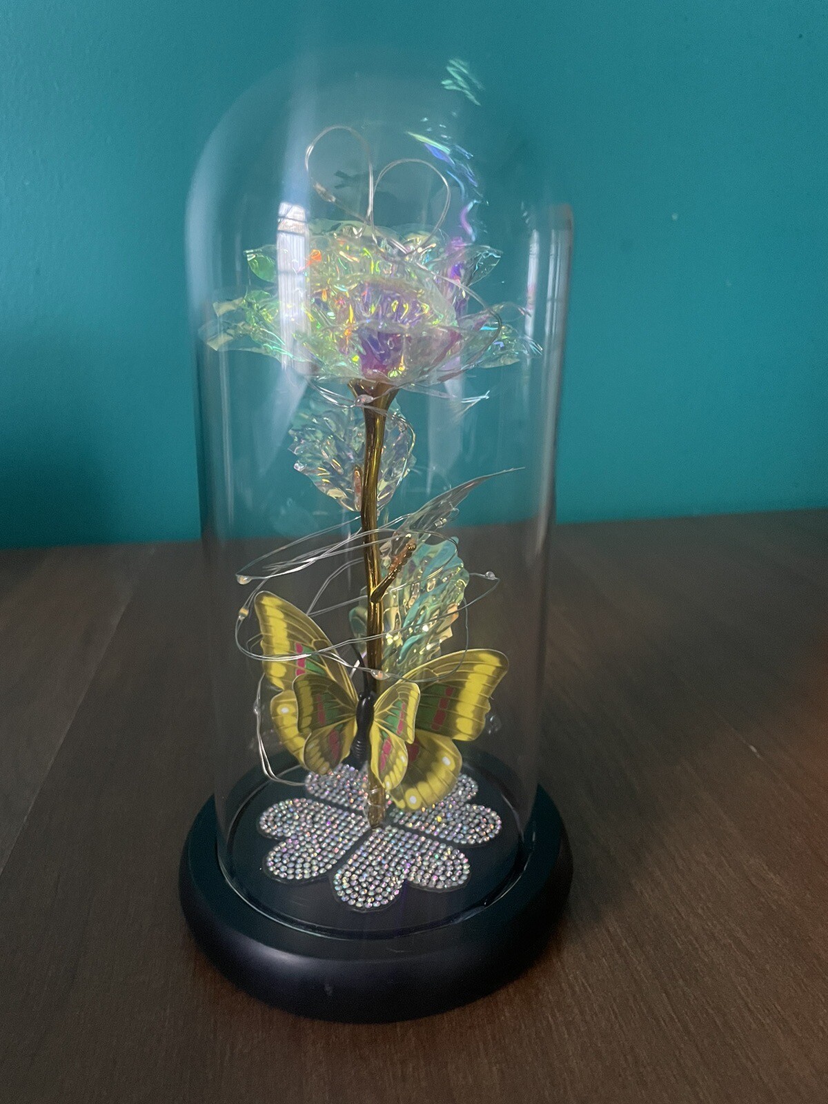 LED Rose Gifts for Women Flowers Rose/butterfly Glass Dome Valentines Day Gift