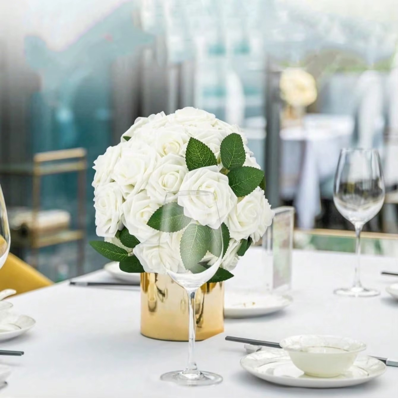 25PCS Artificial Foam Rose Flowers DIY Wedding Party Home Floral Decoration 7cm