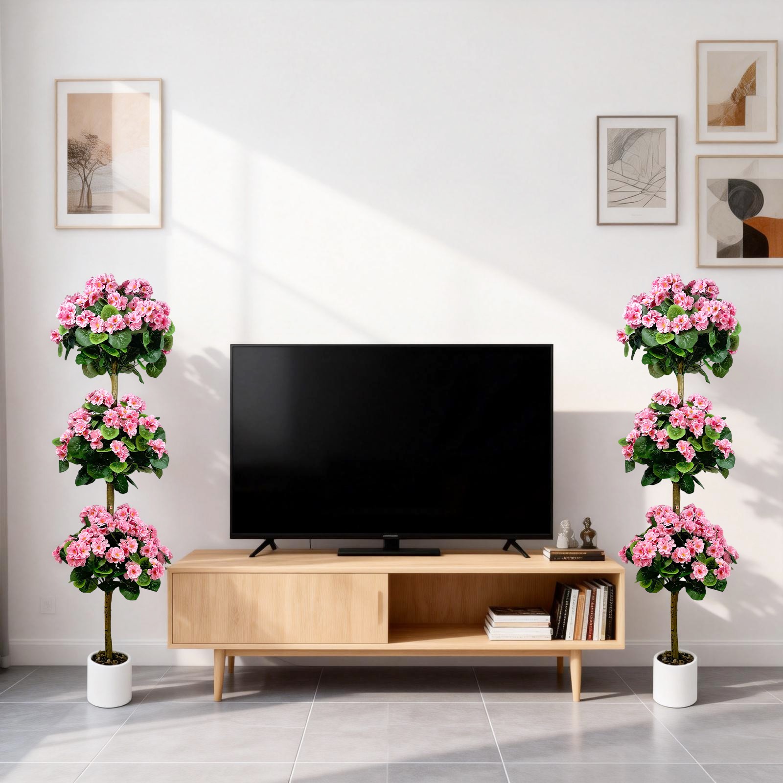 5 FT Artificial Hydrangea Tree- Large Faux Hydrangea Plants Indoor Outdoor Pink