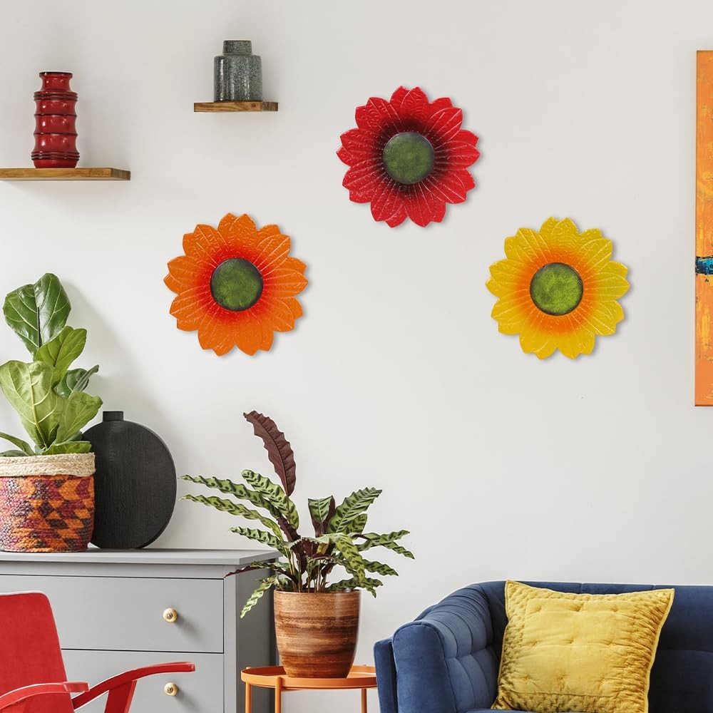 YEAHOME Sunflower Wall Decor – 9 inch 9*1.2*11in, 9″-3 Pack-Sunflower 503