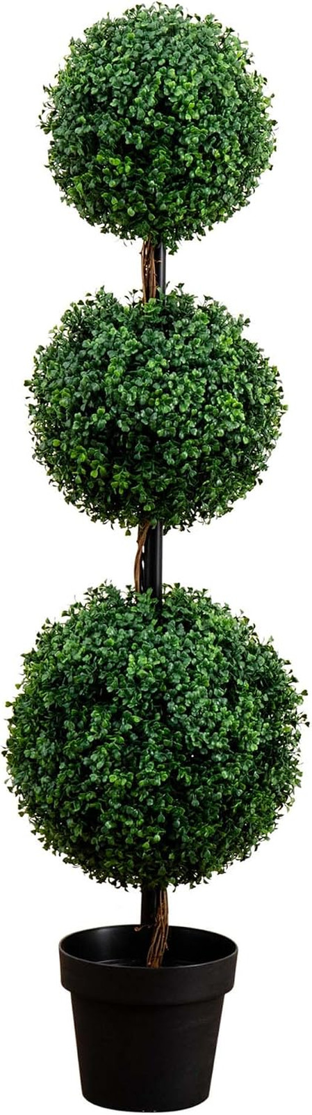 36In Artificial Triple Ball Boxwood Topiary Tree – Indoor Outdoor Realistic Faux