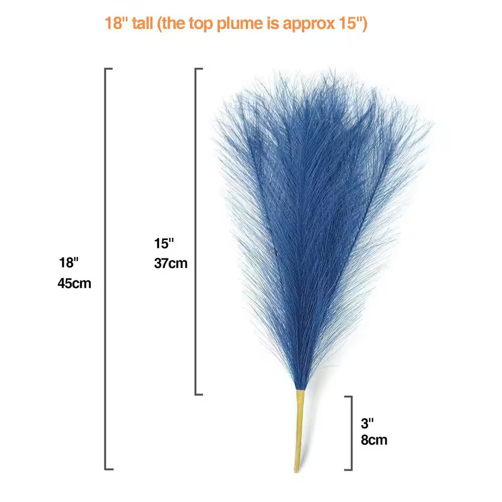 4 In. Peacock Blue Artificial Pampas Grass Color Family Artificial Plant for Hom