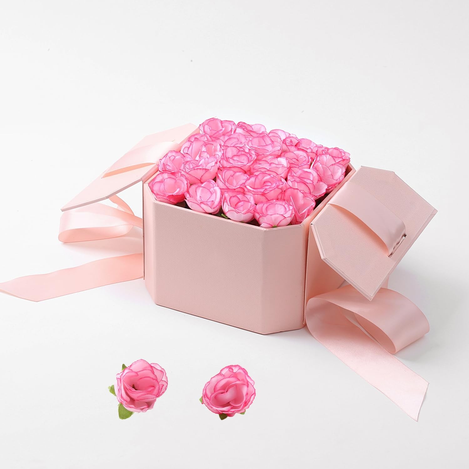 100 Pcs Mini Pink Rose Heads Artificial Flowers for DIY Decor & Parties