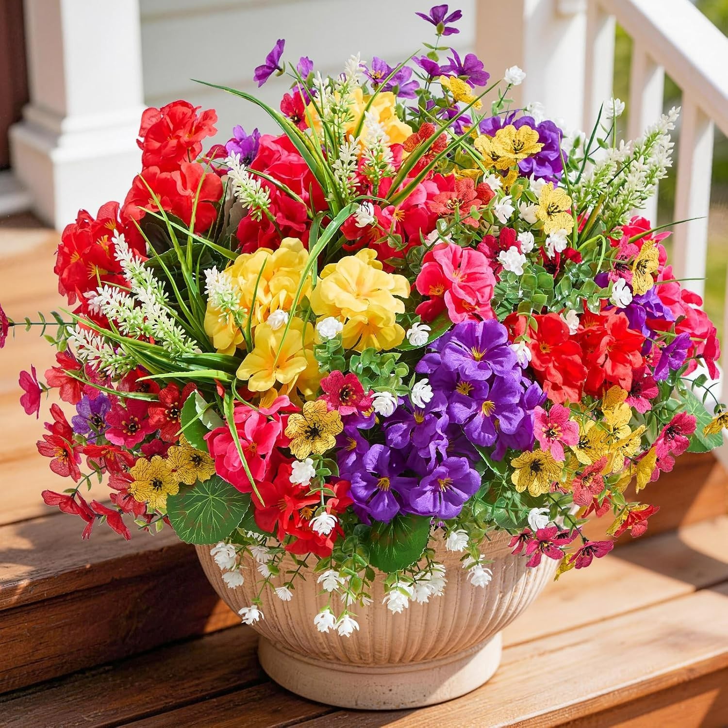 Stunning 16 Bundle Silk Flowers: Adjustable and Weatherproof for Outdoors