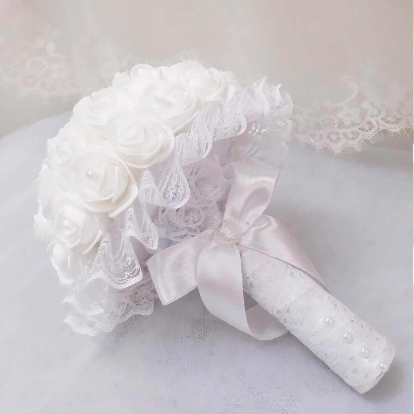 500 PCS White Mini Artificial Fake Foam Rose Flower Heads DIY Craft 1.4 Inch