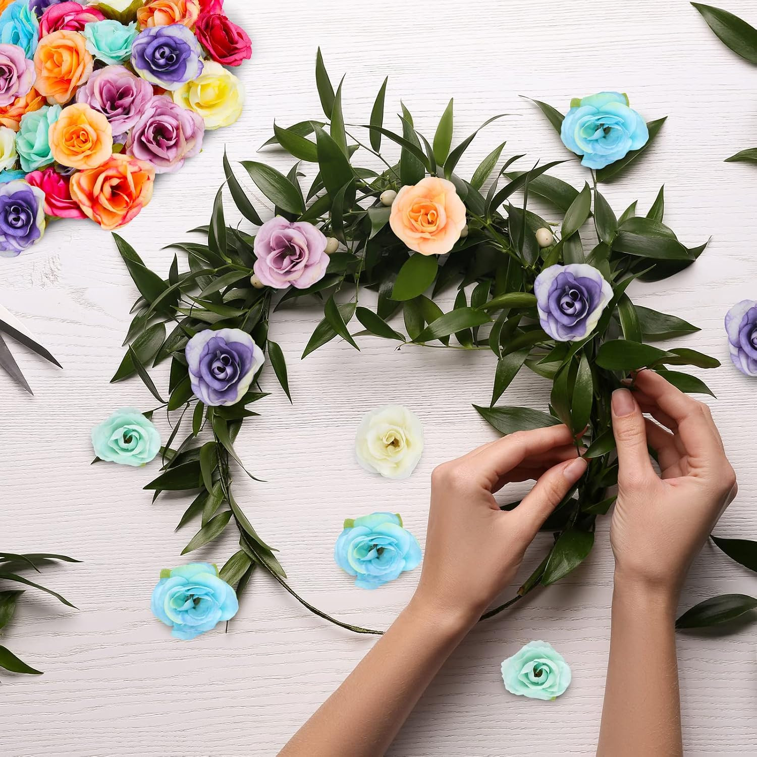 60 Pcs 1.6 Inch Artificial Flower Heads Bulk, Multicolor Silk Rose Fake Flowe…