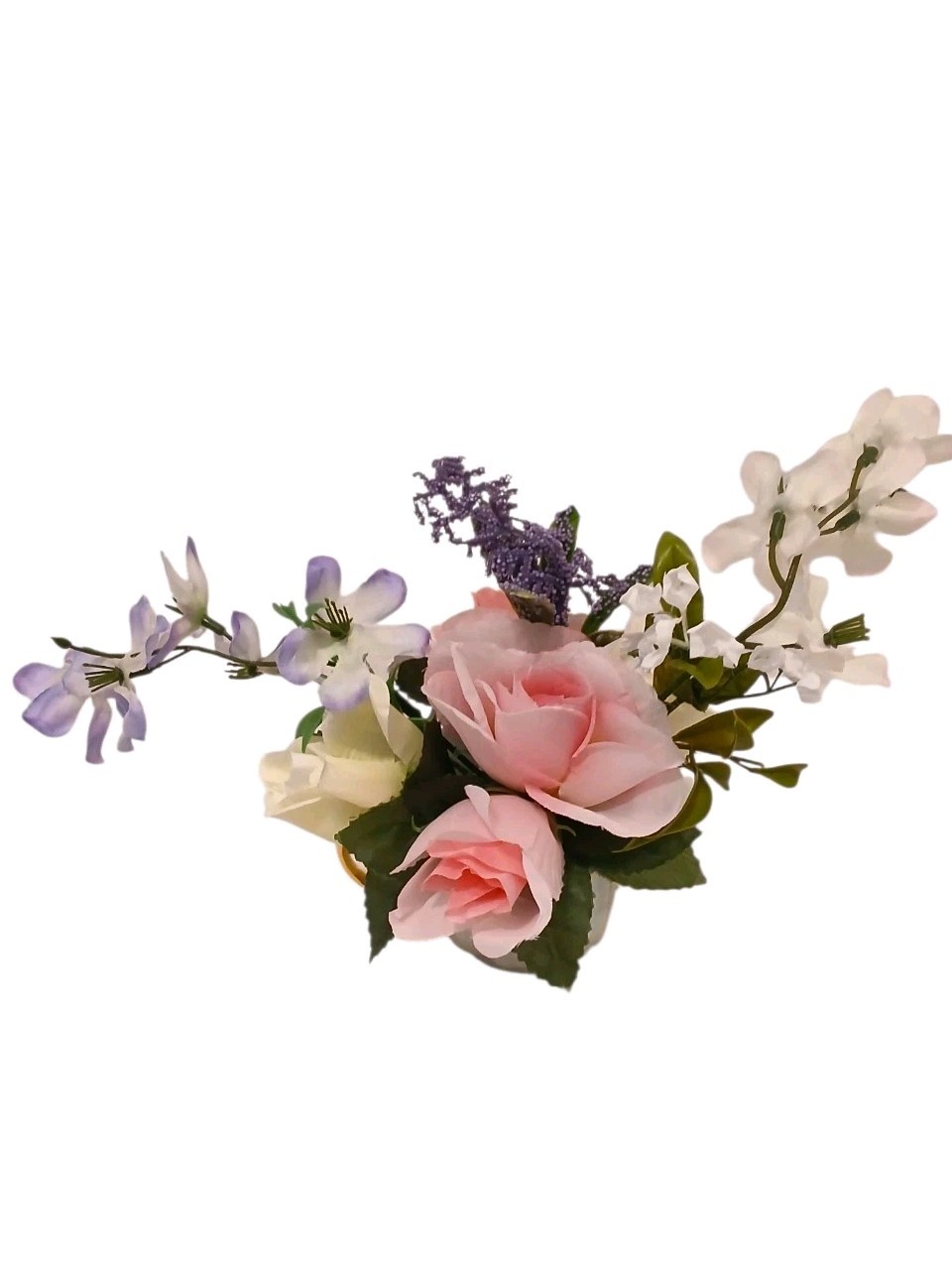 Tea Party Floral Arrangement Pink White Roses POP-IN Bridal Vanity Elegant Gift