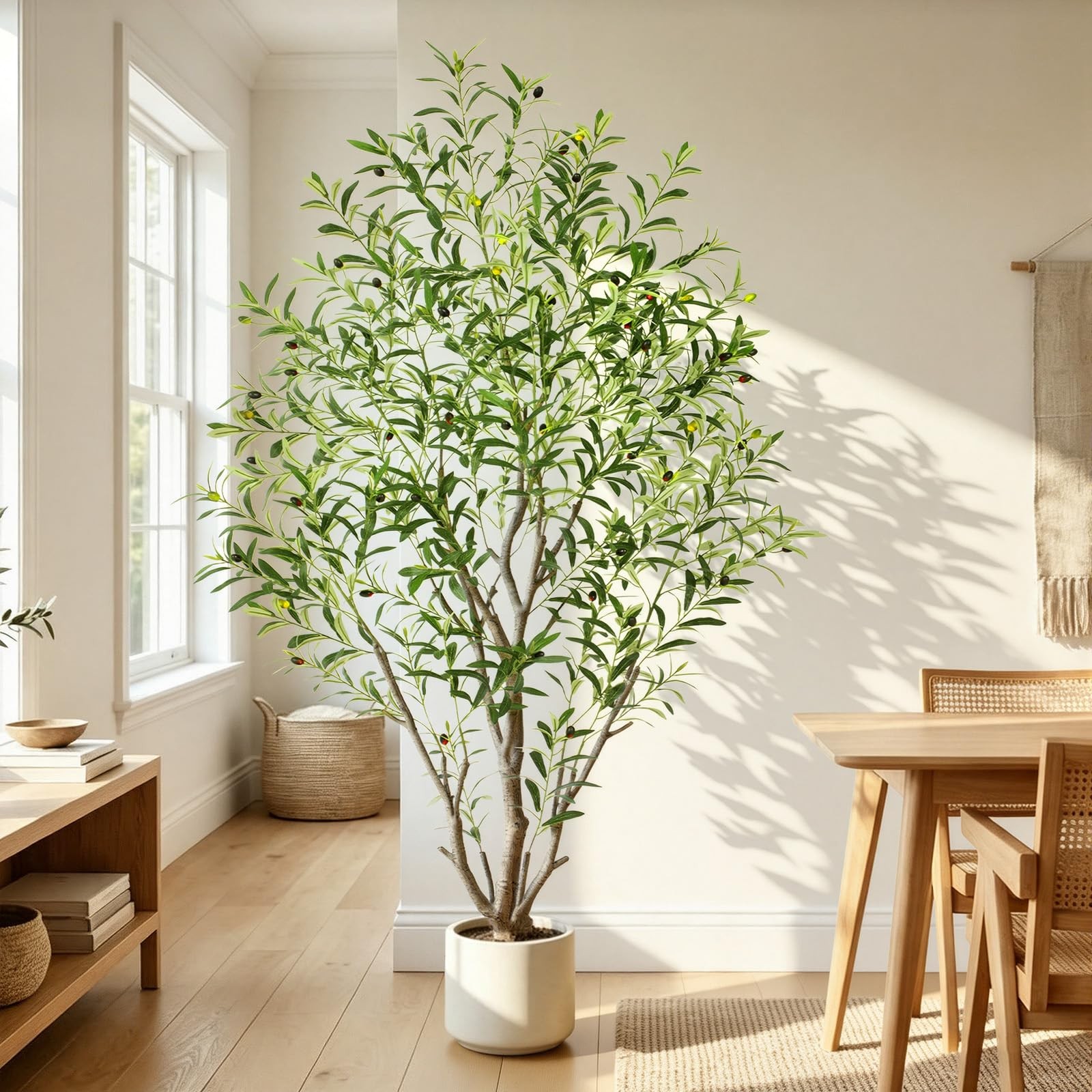 6ft Olive Trees Artificial Indoor, Tall Faux Olive Tree with Realistic Leaves…