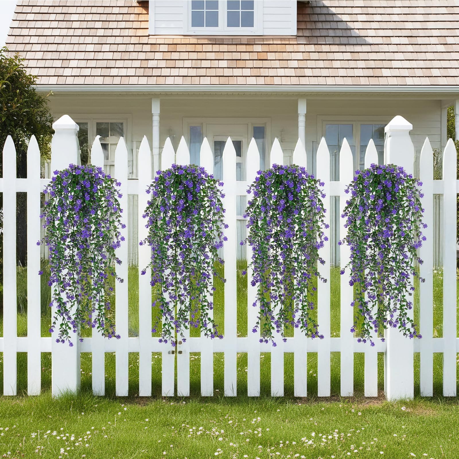 Artificial Hanging Flowers 30″ Long Faux Eucalyptus Vine 12 Pcs – UV Resistant