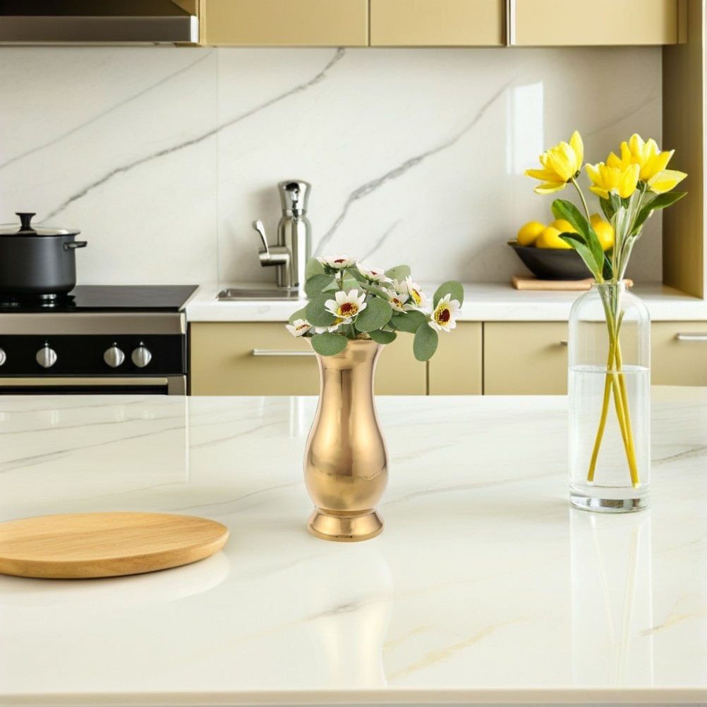 Stainless Steel Flower Vase: Tall Bud Vase – Minimalist Metal Container For