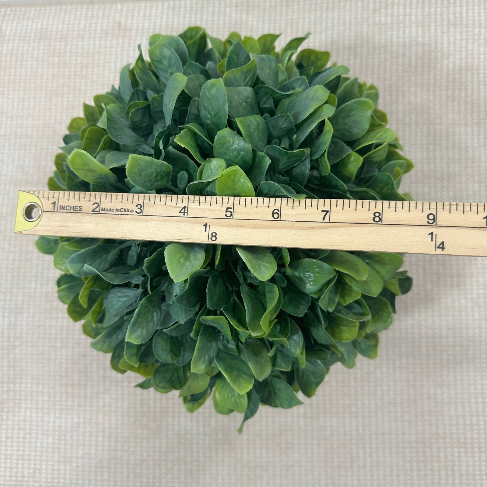 Artificial Boxwood Topiary Ball in Pink Etched Leaf Ceramic Pot 10in Green Faux