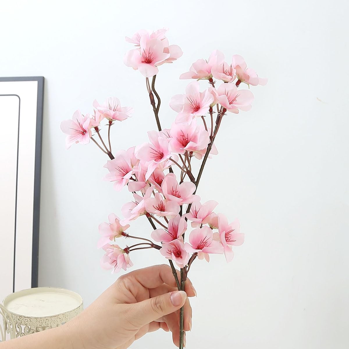 4 Pcs Artificial Cherry Blossom Flower Branches, Bulk Silk Faux Flowers Real Tou