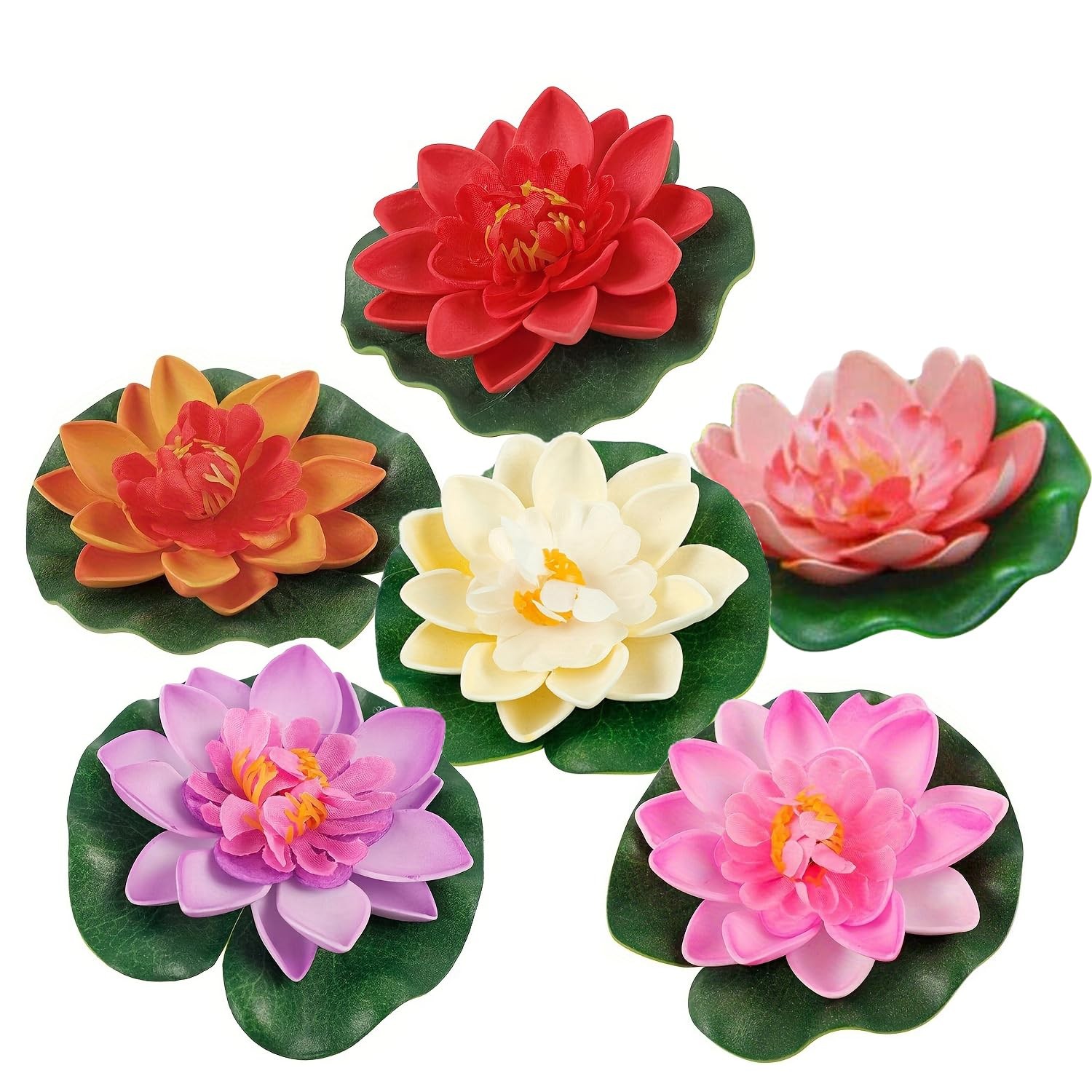 6 Pcs Artificial Water Lily Foam Lotus Flower Pond Decor for Pond Patio Garde…